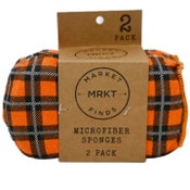 Wholesale - 2pk Orange and Black Fall Plaid Printed Sponges C/P 24, UPC: 195010164078